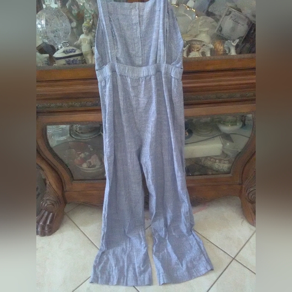 BNWOT PIN STRIPED OVERALLS BY JAPNA SZ.L COTTON BUTTONS FRONT - Picture 3 of 9